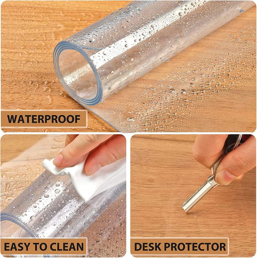 Clear Desk Pad,Non-Slip Writing Desk Protector Mat,Transparent Desk Cover with Round Edge,Easy Clean Computer Gaming Laptop Desk Mat for Office Home