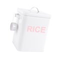 thumbnail image 2 of Contenedor de arroz de hierro, bote de harina, recipiente hermético para almacenar alimentos, contenedor de arroz de metal. Blanco XL, 2 of 9