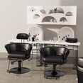 thumbnail image 3 of Baasha Professional Gold Salon Chair, Sleek and Modern Styling Chair with Comfort Sponge Filler, Adjustable Height, and Heavy-Duty Base, Weight Capacity Up to 330 lbs - All Black, 3 of 8