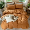 thumbnail image 5 of MooMee 100% Washed Cotton Duvet Cover Set Queen Linen Like Textured Breathable Lightweight 3-Piece (Burnt Orange, 90"x90"), 5 of 8