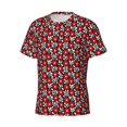 thumbnail image 3 of Rocae Red Floral for Men's Moisture-Wicking Crew Tee - T-Shirt for Sports, Outdoor Activities, and Casual WearSmall, 3 of 9