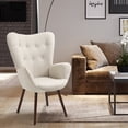 thumbnail image 5 of Homycasa Beige Fabric Upholstered Tufted Armrest Wingback Arm Chair, 5 of 5