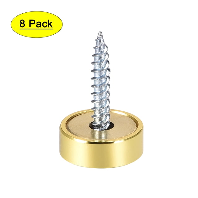 Uxcell 0.63'' Tornillos de espejo Cubierta decorativa de tapa Clavos de acero inoxidable pulido dorado 8pcs