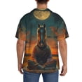 thumbnail image 3 of Pofeuu Sunset Prairie Meditating Horse Print Mens Casual Short Sleeve Shirts Beach Summer Spread Collar Pocket Tops Men's Casual Short-sleeved Shirt-4X-Large, 3 of 5