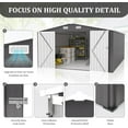 thumbnail image 4 of 10x14 FT Outdoor Metal Storage Shed with Lockable Doors & Vents, Heavy-Duty Utility Garden Tool Shed for Backyard, Patio, Lawn - Durable Steel Frame Weatherproof Design (Dark Gray + Metal-1), 4 of 9