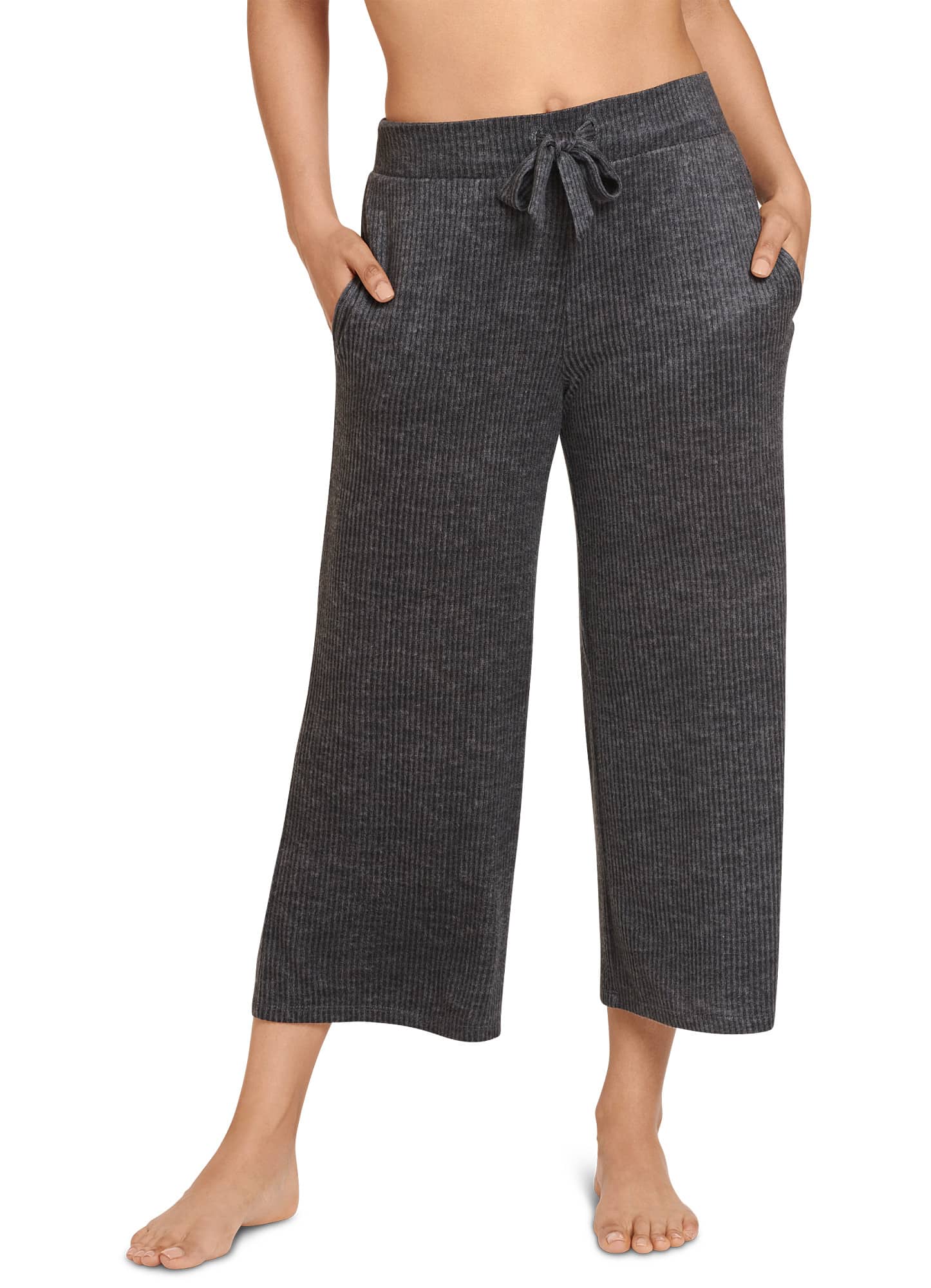 Jockey Women Luxe Lounge Brushed Ribbed Cropped Wide Leg Pant