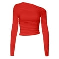 thumbnail image 4 of Women's Casual Long Sleeve Off The Shoulder Crop T-Shirts Slim Fit Going Out Boat Neck Tops for Everyday Wear, 4 of 4
