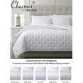 thumbnail image 6 of Chezmoi Collection Milo 3-Piece Soft Cooling Bamboo Fiber Cross-Stitch Quilted Coverlet Set (King, White), 6 of 6
