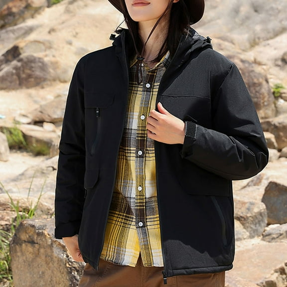 jsaierl Womens Winter Coats Waterproof Outdoor Travel Windbreaker Fall Warm Full Zip Jacket Hooded Fleece Ski Coats Snow Thicken Outerwear