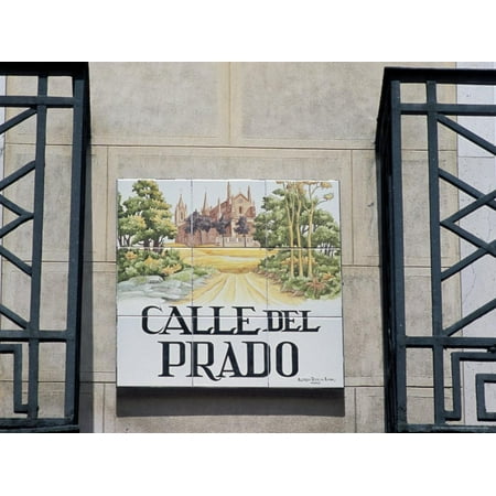 Close-Up of a Tile Street Sign, Calle Del Prado, Centro, Madrid, Spain Print Wall Art By Richard