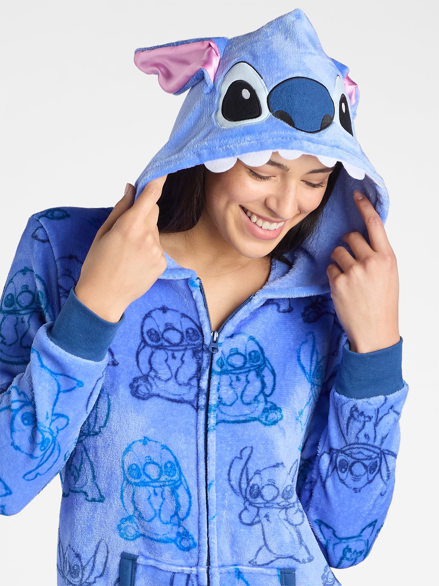 Disney Brandclub Disney Women s Stitch Union Suit with Hood Sizes S 3X