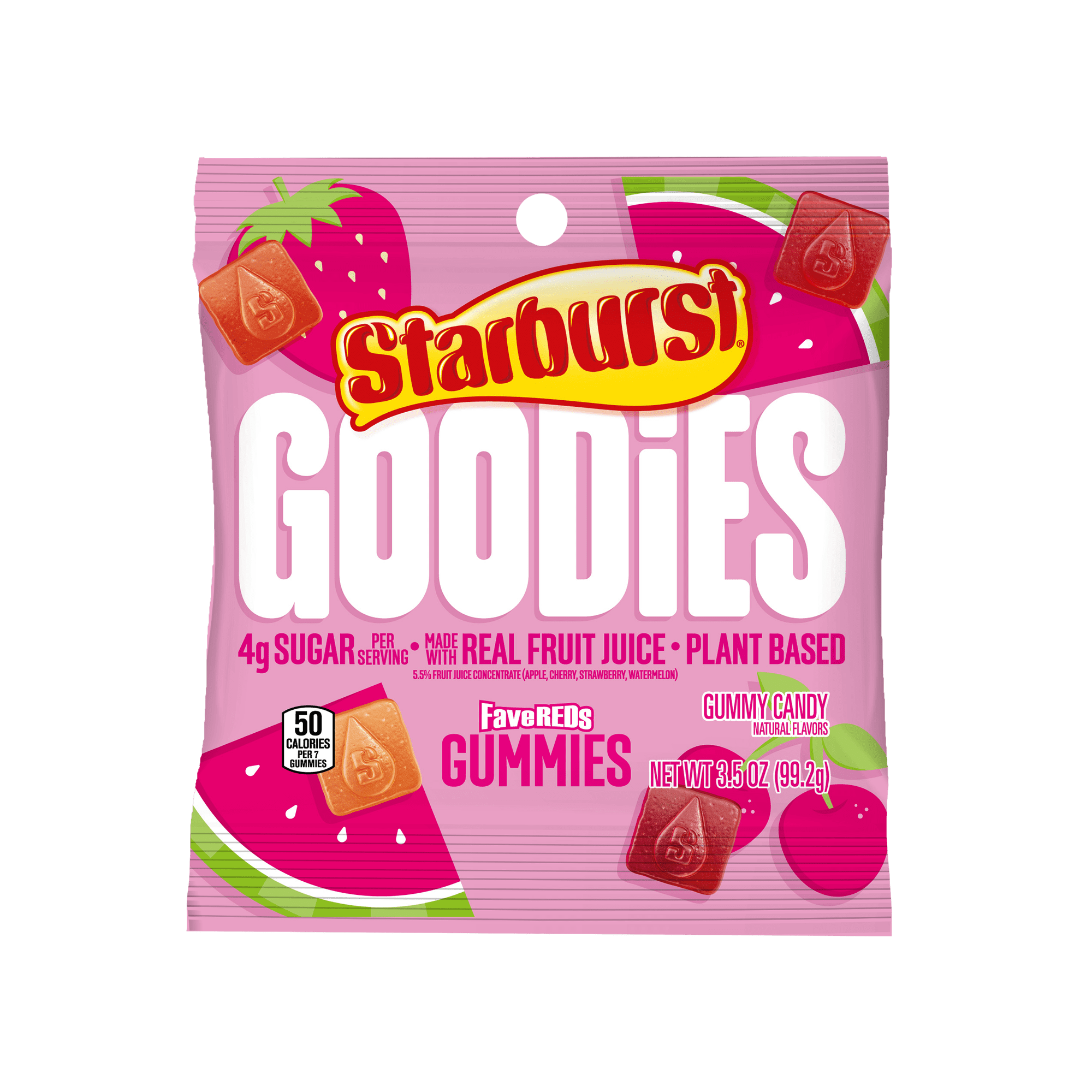 Starburst Goodies FaveREDS Low Sugar Candy Plant-Based Fruit Gummy Candies - 3.5 oz Bag