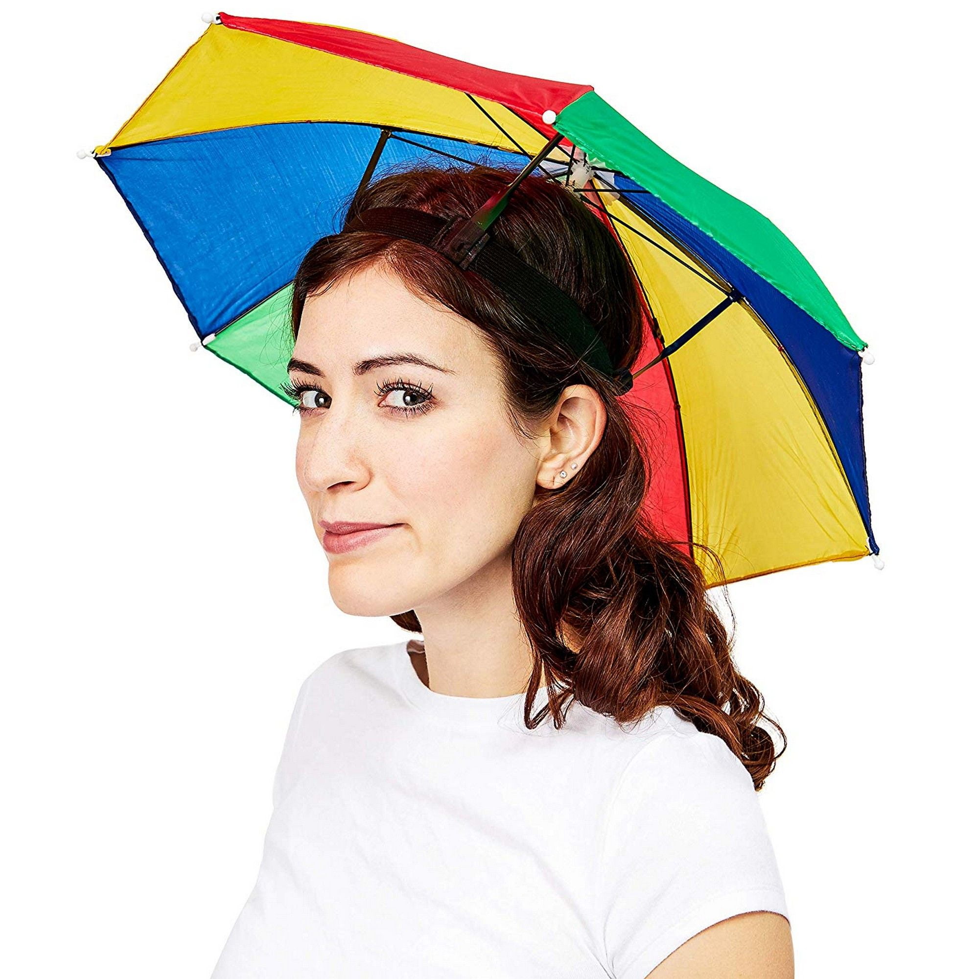 Juvale - Adult Hands Free Waterproof Umbrella Rain Hat, Multi-Colored