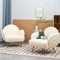 thumbnail image 7 of ALEAVIC White Accent Chair Reading Chair Modern Upholstered Sofa for Living Room Bedroom, 7 of 7