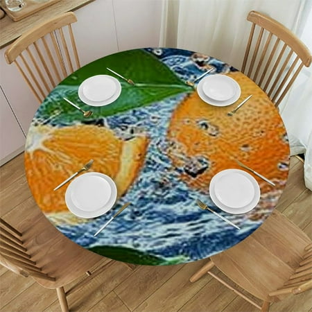 

Palnkart Orange Leaves Water Round Tablecloth Stain-Resistant Washable Indoor Outdoor Restaurant Wedding Party Fitted Tablecloth 31 -35