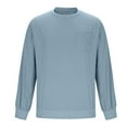 thumbnail image 7 of Sookity Mens Loose Fit Long Sleeve Shirts Solid Color Big and Tall Elastic Pullover Tops with Chest Pockets Mens Shirts Long Sleeve Casual Light Blue,XL, 7 of 7
