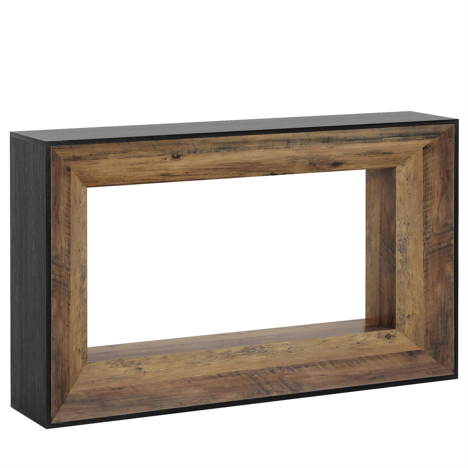 Demi Bonn 55" Industrial Two-Tone Console Table, Sleek Entryway Display Storage Unit, Sturdy Side Table for Living Room, Brown