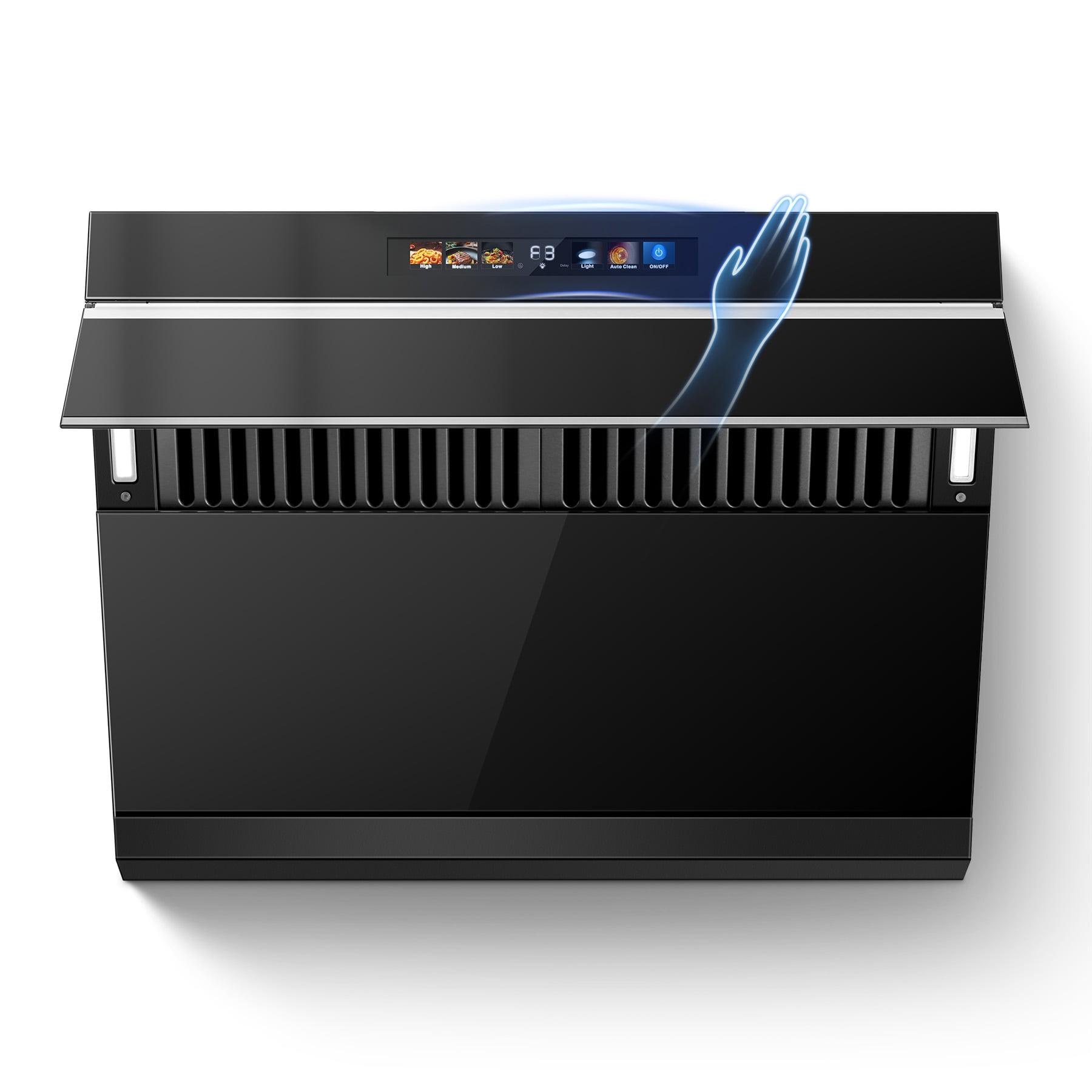 JOEAONZ 30" Under Cabinet/Wall Mount Range Hood, 900 CFM Gesture Control Auto Clean Black