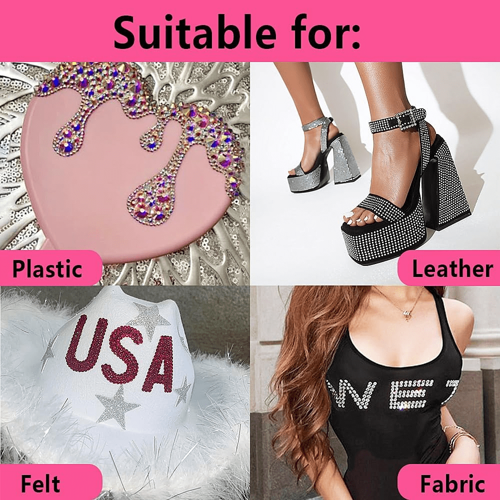 Hotfix Rhinestone Setter, Hot Fix Applicator Tool Bedazzler Kit with Rhinestones, Kit, Hot Fixed Wand for Clothes Clothing Fabric Crafts, 2000 Pcs, AB Crystal,7 Gems Sizes