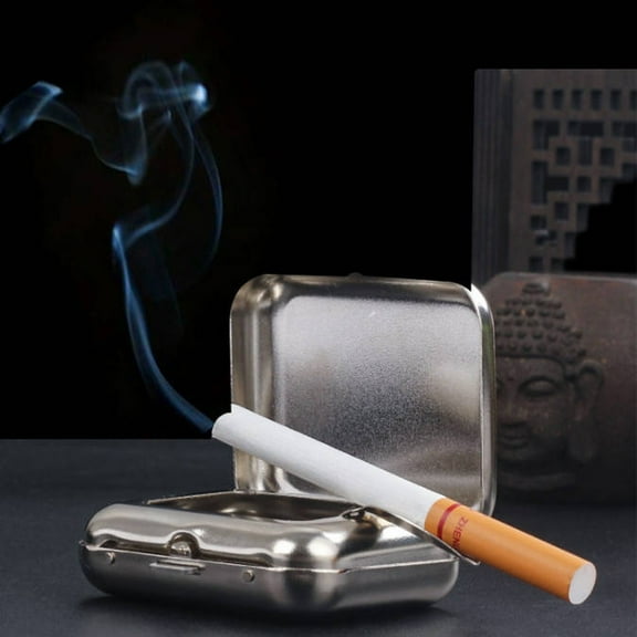 Rkxzt Ashtrays Ashtray Ashtray Outdoor Use Small Metal Pocket Ashtray Portable Car Smoking Container for Travel Silver metal