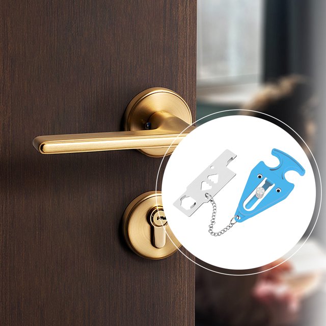 Cerradura de puerta Pestillo de cerradura de puerta Cerradura de puerta de seguridad para el hogar de seguridad extraíble sólida (azul)