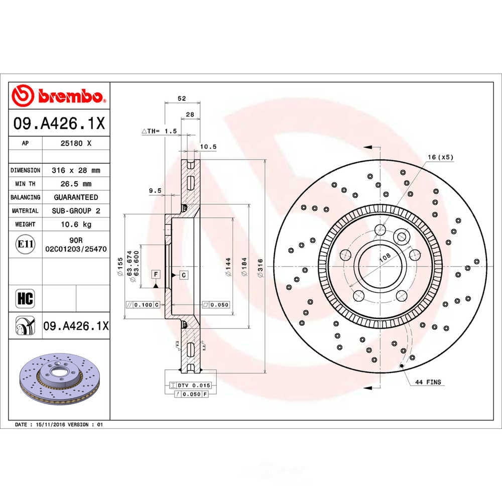 Brembo 09.A426.1X XTRA Disc Brake Rotor
