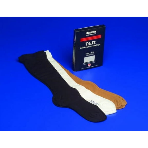 T.E.D. Anti-embolism Stockings Knee-high, Medium, Regular, Beige, Closed Toe - Pair of 2