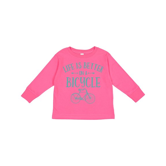 Inktastic Life's Better on a Bicycle Girls Long Sleeve Toddler T-Shirt