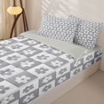 thumbnail image 3 of Erosebridal Plain Daisy Flower Pattern Zipper Full Size Comforter Sets with Fitted Sheet and 2 Pillowcases,Checker Square Print Zipper Bedding Set,Ash Gray White,Grey Reversible, 3 of 6