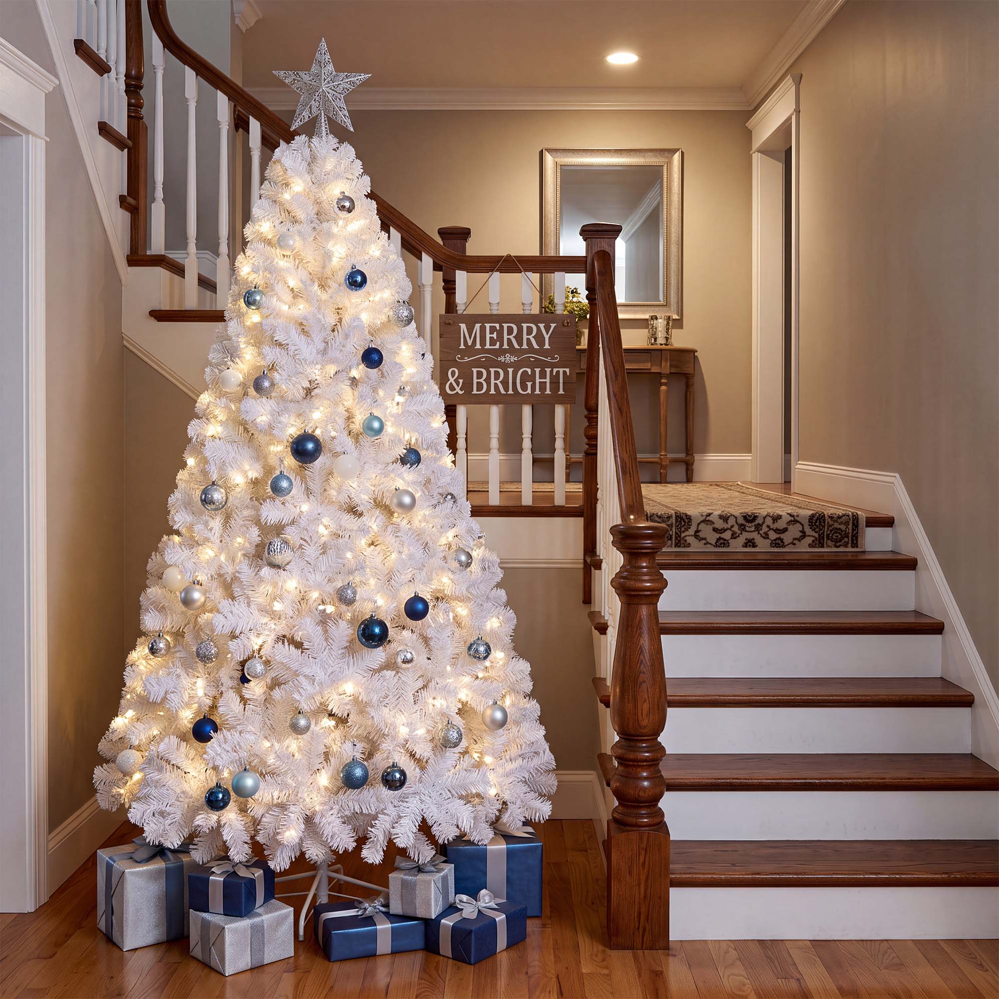 Yexmas 6 Ft Pre-Lit White Christmas Tree with Lights photo 5