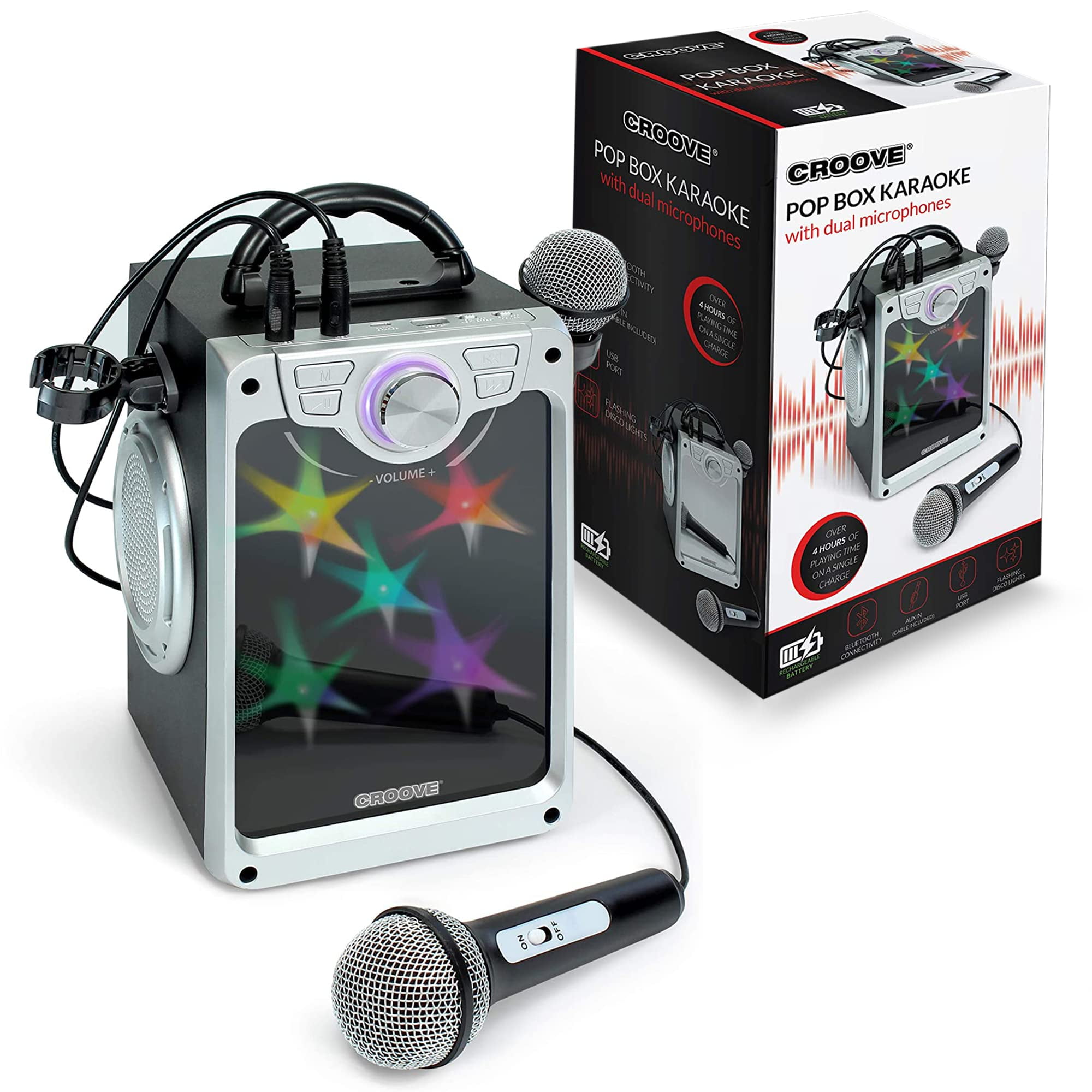 Croove Kid Karaoke Machine for Girls and Boys with 2 Microphones Bluetooth, AUX, USB