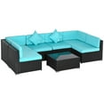 thumbnail image 2 of Resenkos 7-Piece Rattan Sectional Set, Outdoor Sectional Furniture, PE Rattan, Turquoise, 2 of 11
