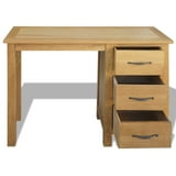 "vidaXL Solid Oak Wood Desk with 3 Drawers, 41.7""x15.7""x29.5 ...