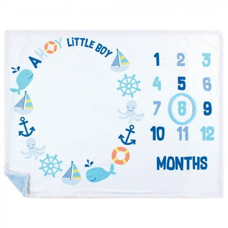 UPC: 0660168522297 | Hudson Baby Infant Boy Plush Holiday and Milestone Blanket  Ahoy Nautical  One Size