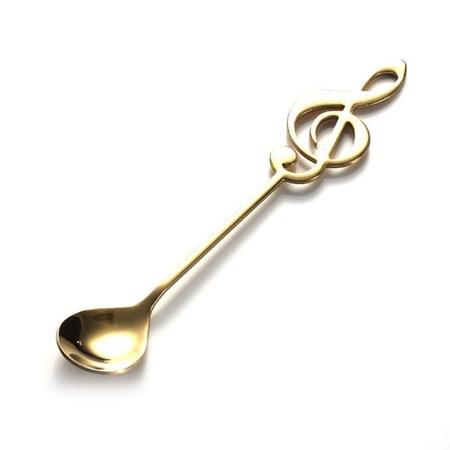 Taiyu 4 PIEZAS Cuchara de Postre Nota Musical Decorativa Cuchara agitadora Cuchara de café para el hogar Sincero Electrónica