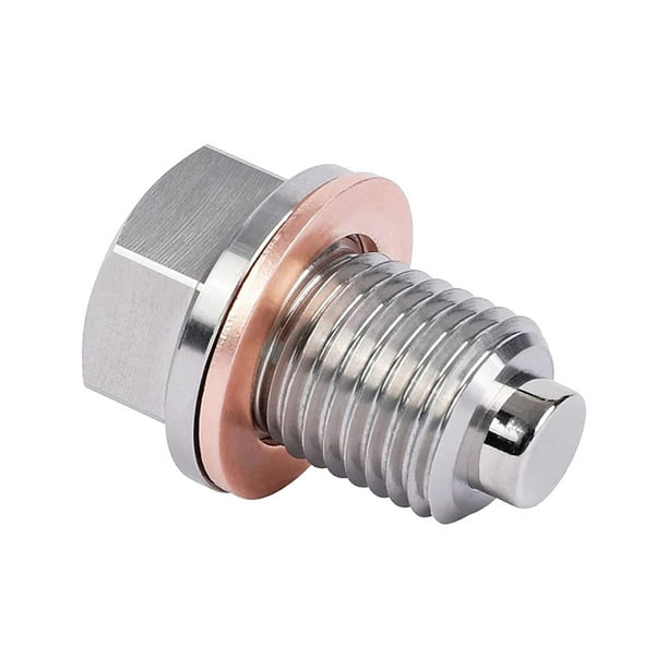 Tapón de drenaje de aceite,Herramienta Magnética para Tapón de Drenaje de Aceite Moto M12x1.5,Tornillo del tapón de drenaje de aceite Motor pequeño 1 Arandela de cobre,Accesorio resistente