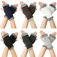 thumbnail image 4 of 1 Pair Women Winter Warm Knit Fingerless Gloves Hand Thumbhole Arm Warmers Mittens, 4 of 7