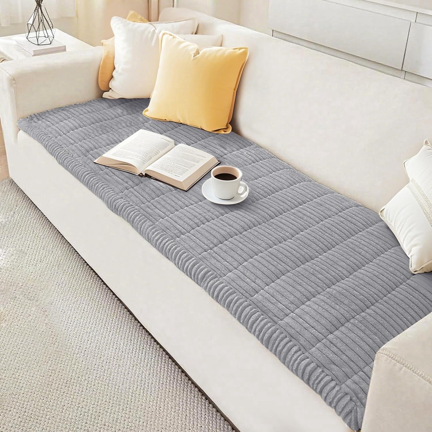 ORGOWEL Couch Cover Sofa Cover Non Slip Fuzzy Couch Covers for Dogs Washable Thick Soft Sofa Slipcovers Cushion Pet Friendly Furniture Protector(Grey,27.5"x59"）