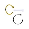 thumbnail image 3 of Pack of 2 Surgical Steel Nose Hoop Rings and a Nose Acrylic Retainer, 3 of 3