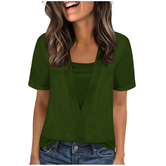 Posijego Womens Summer Tops Casual Square Neck Short Sleeve Tunic Top for Women Business Office Dressy Blouses