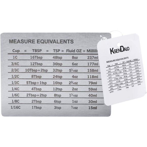 shiyou-Measurement Conversion Chart with Strong Magnet Backing, Stainless Measurement Conversions For Cups, Tablespoons, Teaspoons, Fluid Oz and Milliliters,Silver