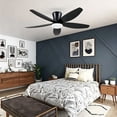 thumbnail image 3 of PHORUS 48" Flush Mount Ceiling Fan with LED Light, Quiet DC Motor, Remote & App Control, 6-Speed Reversible Indoor Ceiling Fan for Bedroom and Living Room,Black, 3 of 10