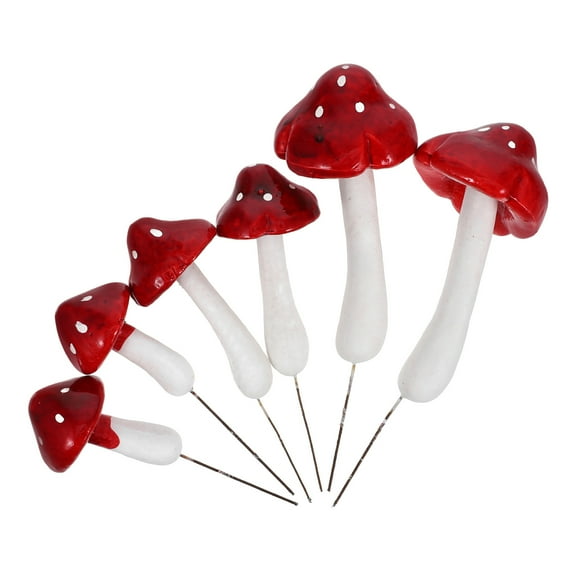 ColoMX 6 Piezas Mini Setas de Espuma Setas de Jardín de Hadas Pequeñas Selecciones de Setas Estacas de Setas Falsas Estatua de Planta para Bonsai Micro Paisaje Artesanía Rojo