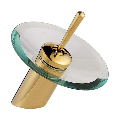 Inca Brass Single Hole - Clear Glass Single Hole Brass Waterfall Faucet