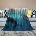 thumbnail image 2 of JEUXUS  Soft Cozy Throw Blanket Two Humpback Whales Swim in Ocean Fuzzy Warm Couch/Bed Blanket for Adult/Youth Polyester(Home/Travel/Camping Applicable), 2 of 6