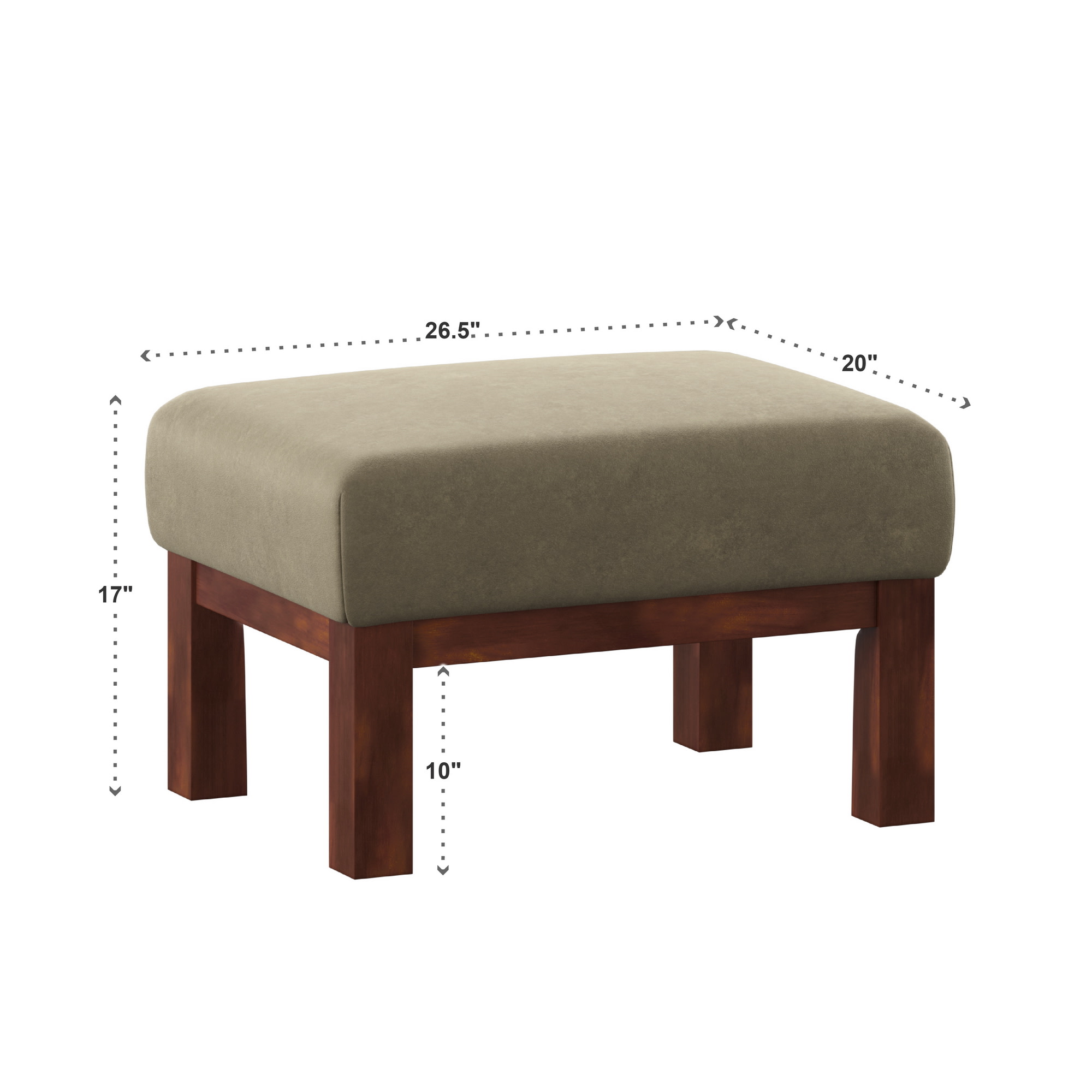 Weston Home Warner Rectangular Mircrofiber Ottoman, Olive