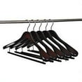 thumbnail image 4 of 30 Quality Luxury Curved Wooden Suit Hangers Wide Wood Hanger for Coats with Velvet Bar for Pants Mahogany Finish (30), 4 of 6
