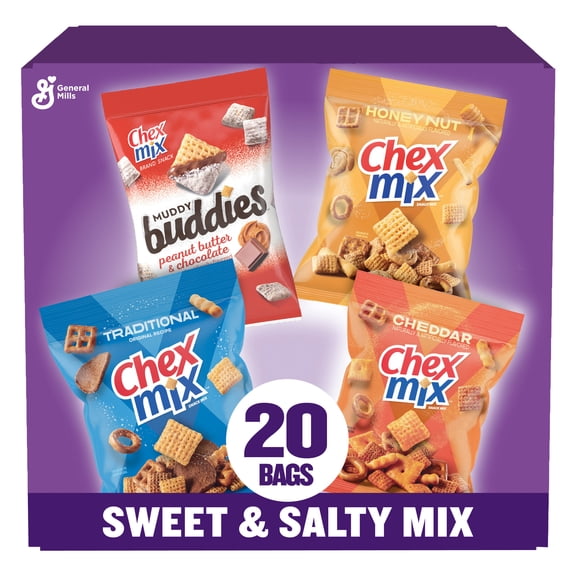 Sweet and Salty Snack Variety Pack with Muddy Buddies and Chex Mix, Snacks, 20 Count, 35 oz