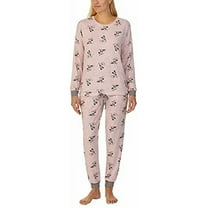 Disney Women's 2 Piece Cozy Pajama Set (Mauve Mickey and Minnie, 2X)