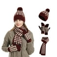 thumbnail image 2 of CAIXIA Hat And Scarf Set For Women Knitted Winter Scarf Hat and Gloves Set Soft Textured Fashion Accessories for Cold Weather Comfort, 2 of 4